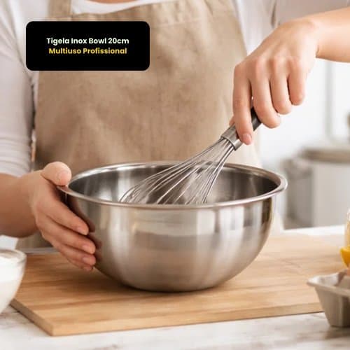 Tigela Inox 20cm Versatil Profissional Resistente Multiuso Cozinha Restaurante