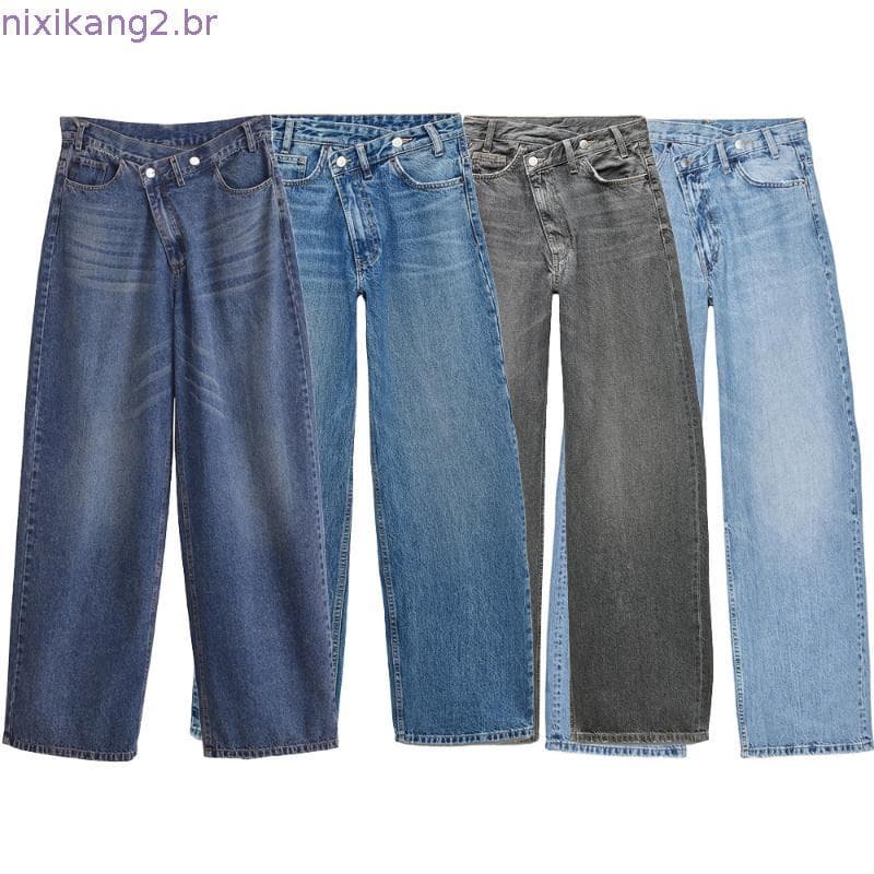 ZA Nova Coleção de Outono Calças Jeans Femininas de Cintura Alta e Perna Larga 4365232