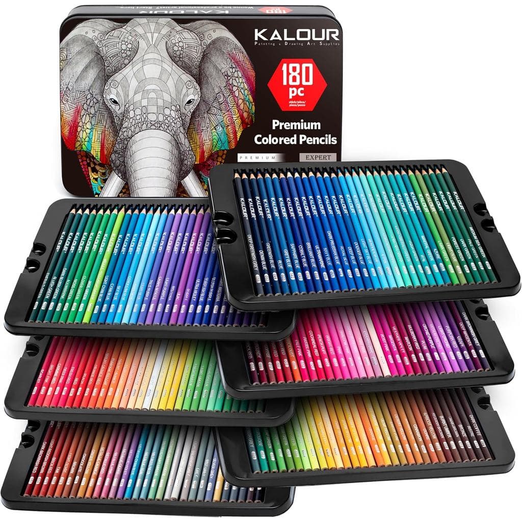 Conjunto de Lápis de Cor KALOUR 180 para Artistas Adultos - Pigmento Rico e Núcleo Macio - 12 Lápis Metálicos - Perfeito