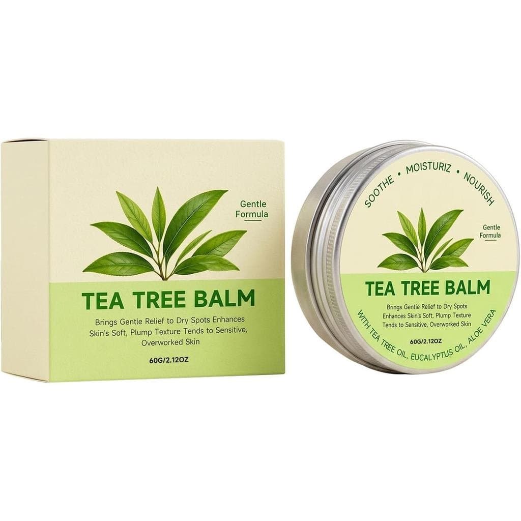 Bálsamo de Tea Tree para a Pele, Bálsamo de Óleo de Tea Tree, com Óleo de Eucalipto e Aloe Vera, Acalma e Hidrata a Pele