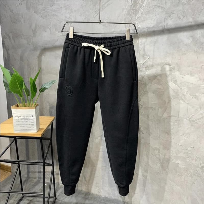 Influenciador novo estilo calça de moletom masculina outono inverno forro de lã na moda calças casuais rufião bonito cor