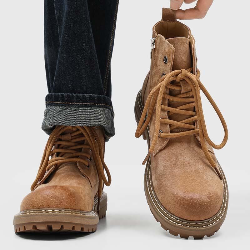 Martin botas masculinas estilo britânico high-End high-top primavera couro genuíno americano novo estilo zíper na moda b