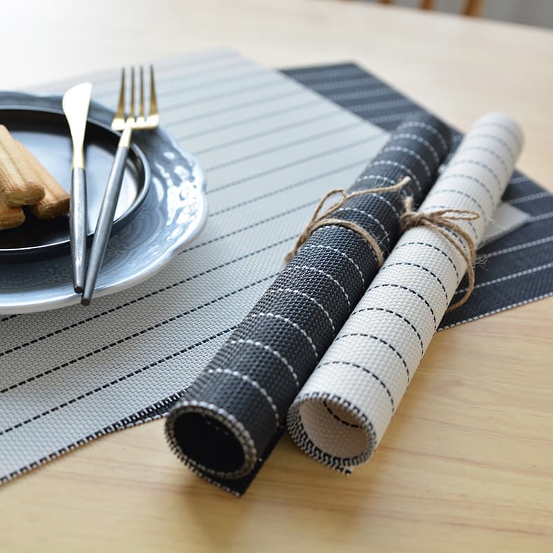 Placemat ins estilo nórdico preto branco listrado placa esteira de isolamento doméstico pvc crianças estudante bandeja e