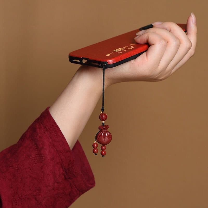 Cinnabar pingente de telefone móvel tempo de fidelidade vem para correr chaveiro pingente Benming ano sorte fortuna tran