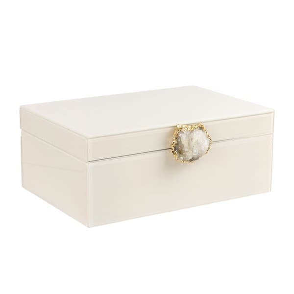 Caixa Decorativa Off White Com Pedra