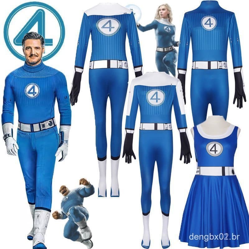 Fantasia de Cosplay do Filme Quarteto Fantástico para Homens Adultos, Macacão Zentai de Super-Herói para Festa FWU4
