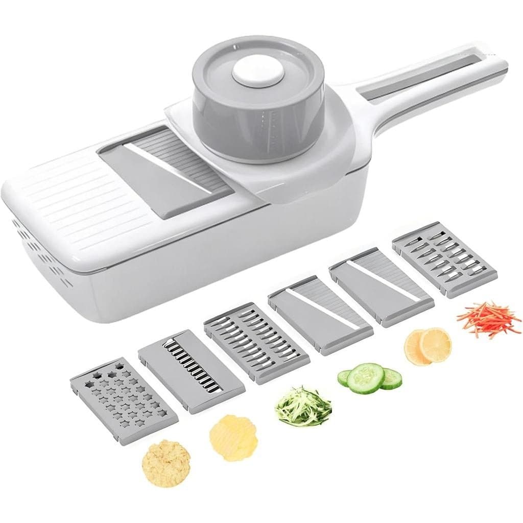Cortador de Legumes ZKIRON para Salada com Caixa de Drenagem, Cortador de Legumes Manual 6 em 1 para Preparação de Salad