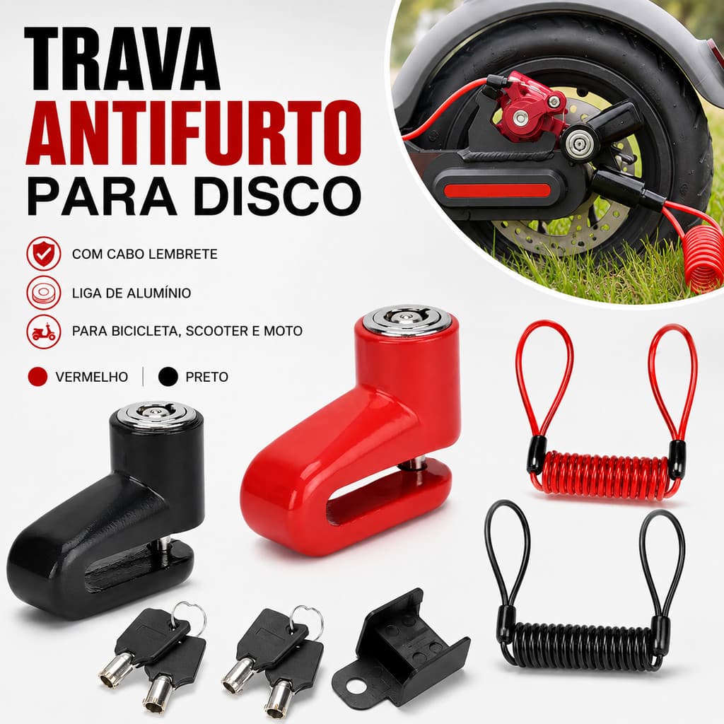 Bloqueio De Freio A Disco Com Cabo De Lembrete , Scooter De Liga De Alumínio , Motocicleta , Bicicleta
