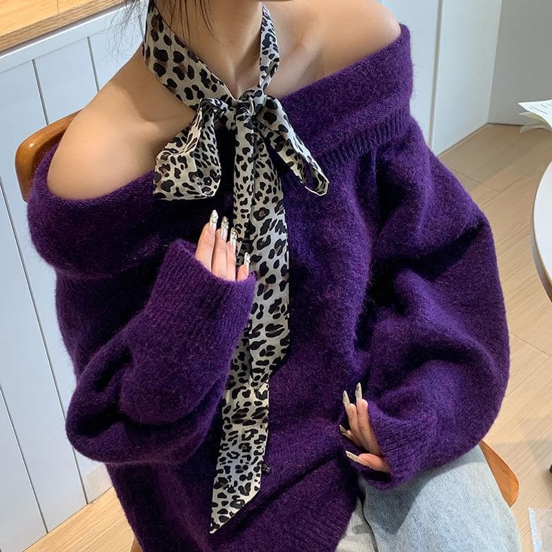 Leopardo impressão estilo americano lenço de seda Retro longo listrado cachecol novo estilo quente menina All-Match moda