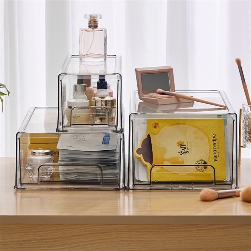 Caixa de armazenamento de máscara luz luxo transparente acrílico gaveta armazenamento de cosméticos Anti-poeira grande c