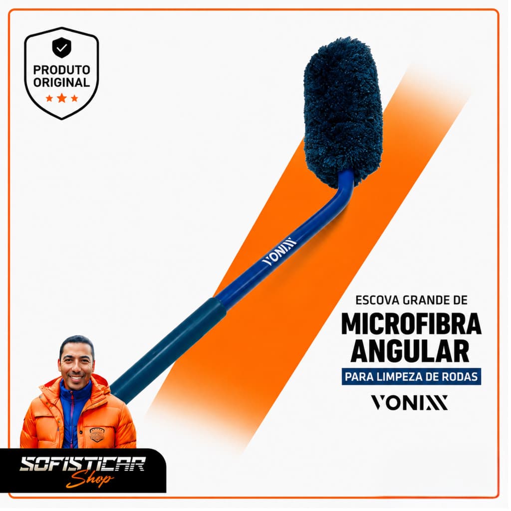 Escova Grande de Microfibra Angular para Limpeza de Rodas Vonixx