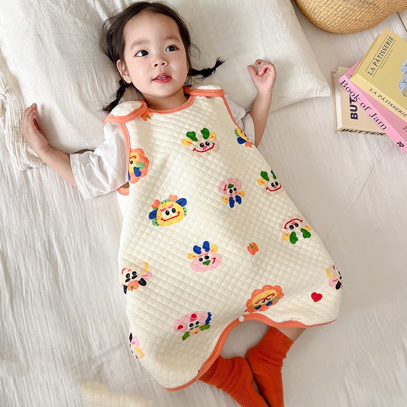 Colete de bebê saco de dormir bebê primavera outono estilo proteção de barriga anti-frio sem mangas algodão puro dormir