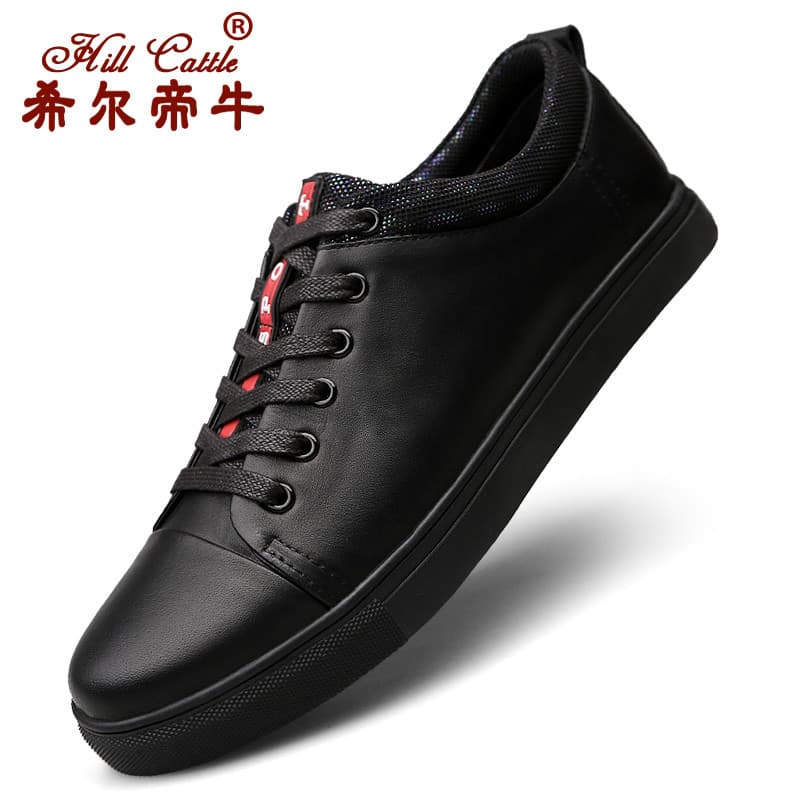 Novo estilo de couro genuíno casual tênis masculino preto simples All-Match sapatos casuais sola macia sapatos masculino
