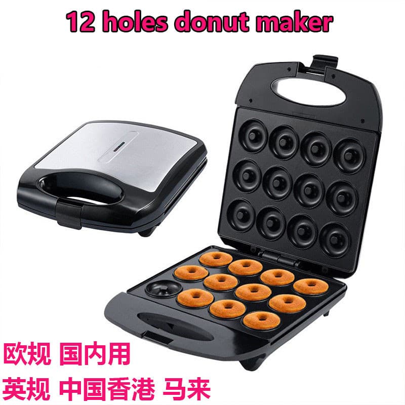 Máquina De Fazer Bolo De Rosquinha Com 12 Furos , donut , Pão Doméstico , Café Da Manhã , Aquecimento Dupla Face