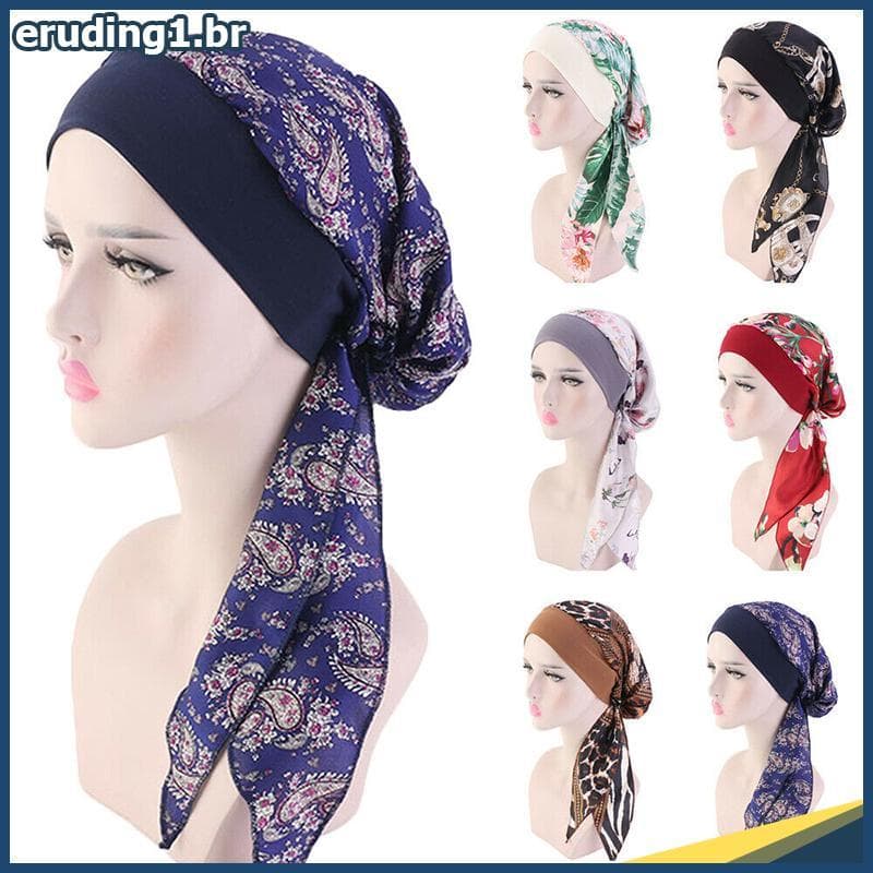 erudi Lenço De Cabeça Feminino Para Quimioterapia , Chapéu Perda De Cabelo , Turbante Pré-Amarrado , Novo .