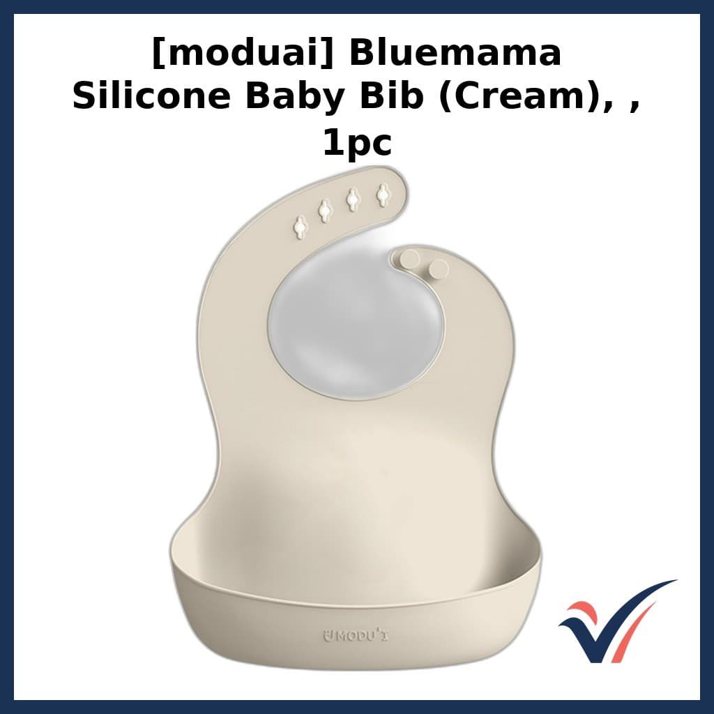 [moduai] Babador De Bebê De Silicone Bluemama (Creme) , 1 Unidade/Coreano/De Qualidade Alimentar/100 % Genuíno Por vibep