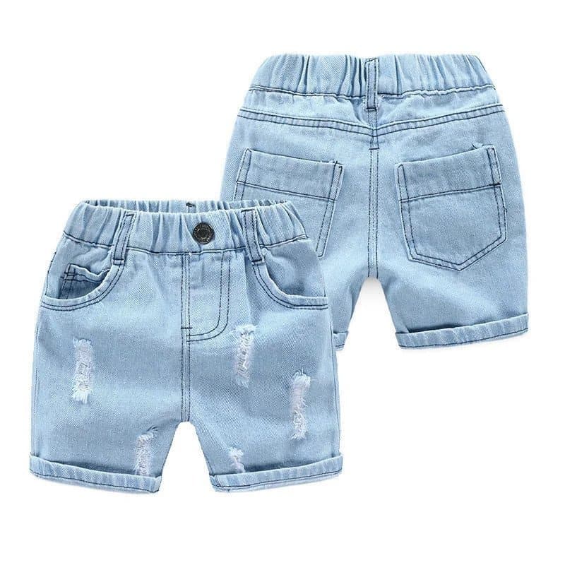 Bermuda de Verão para Meninos, Calças Jeans Casuais até o Joelho para Crianças, Calças da Moda Infantil