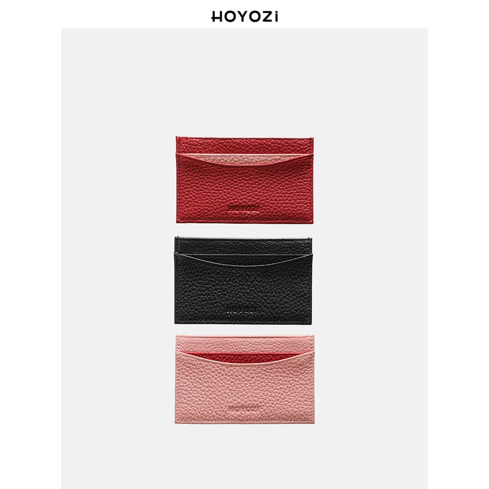 [Bolsa Xiaoyoujia] HOYOZI HOYOZI Querida Original Primeira Camada de Couro Pequeno Porta-cartões Couro Genuíno Slot para