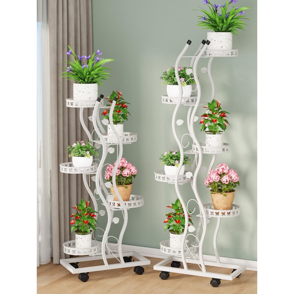 Prateleira de flores de chão, prateleira multicamadas para varanda, colocação de plantas de ferro, vaso de flores removí