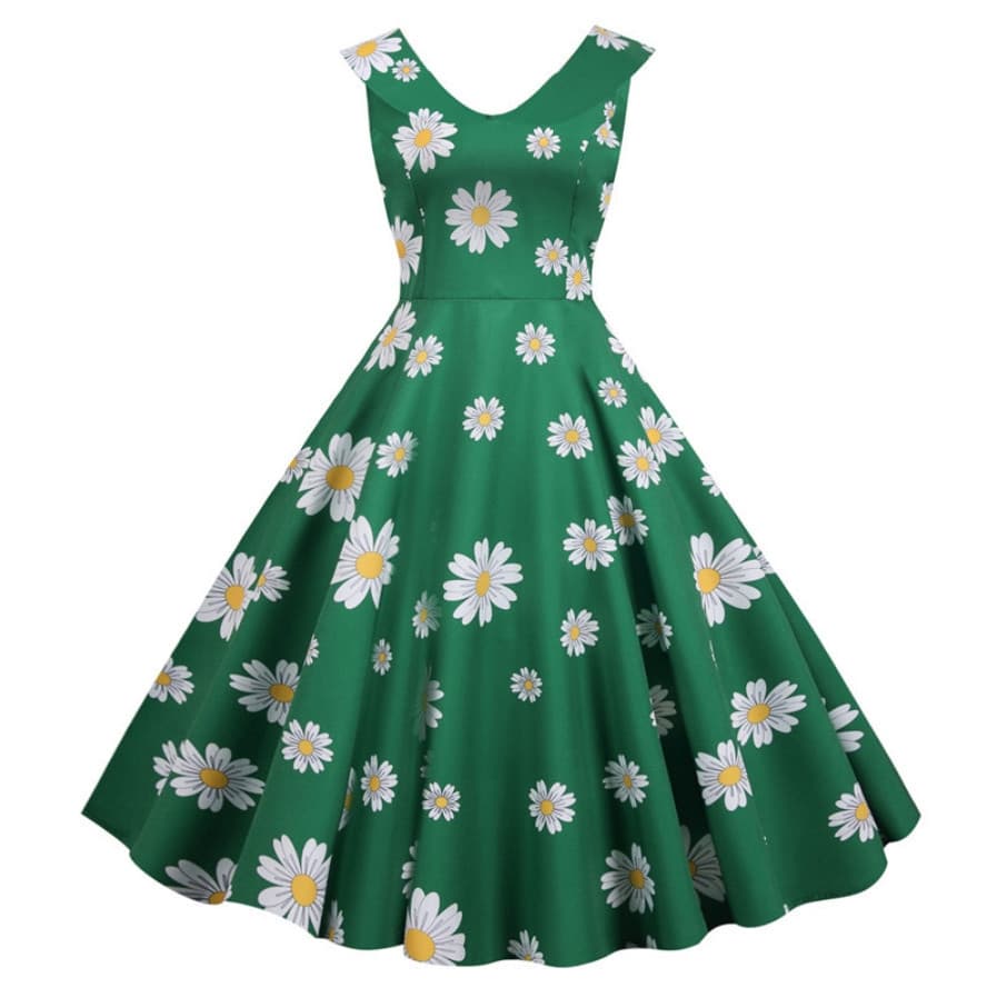 Vestido Feminino de Verão em Algodão com Gola Boneca e Mangas Curtas, Estilo Retrô, Estampa de Bolinhas, Comprimento Lon