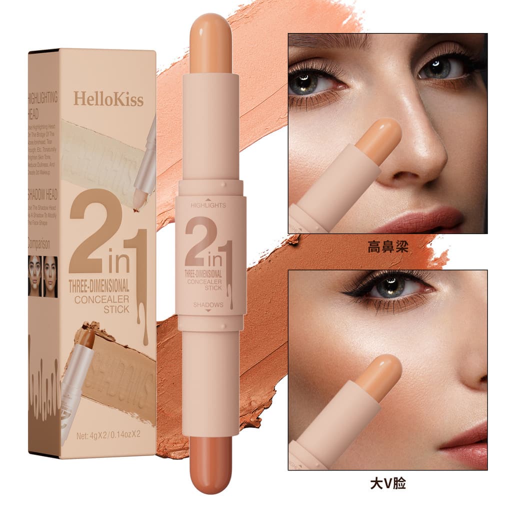 [Estoque pronto] Novo estilo HelloKiss Tear Eye Repair Stick 2 em 1 Destaque Sombra Dupla Cabeça Dupla Utilização Corret
