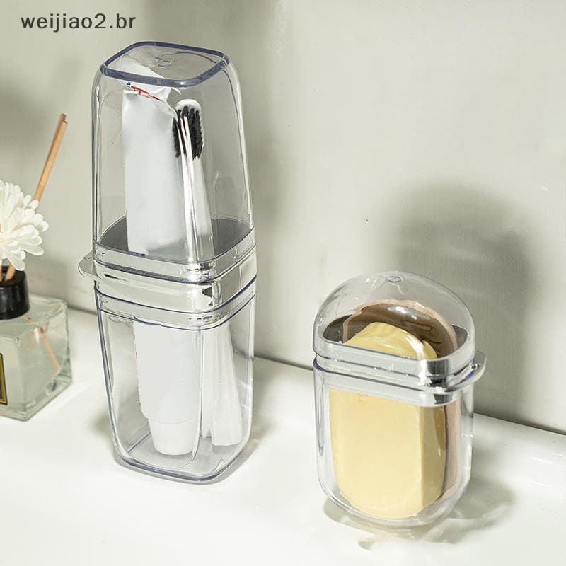 weijiao2 . BR 2 Unidades/Conjunto Porta Sabonete Portátil Estojo Para Escova De Dentes Plástico Durável De Higiene Pesso