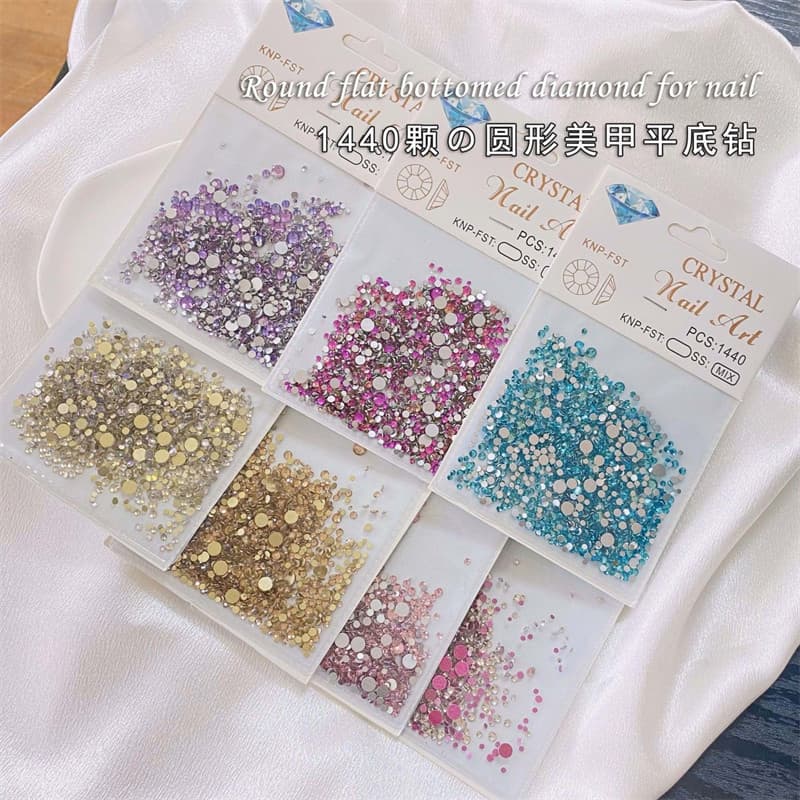 Manicure jóias strass artesanal DIY chapeamento fundo plano prego diamante jóias Flash diamante tamanho misturado ins pe