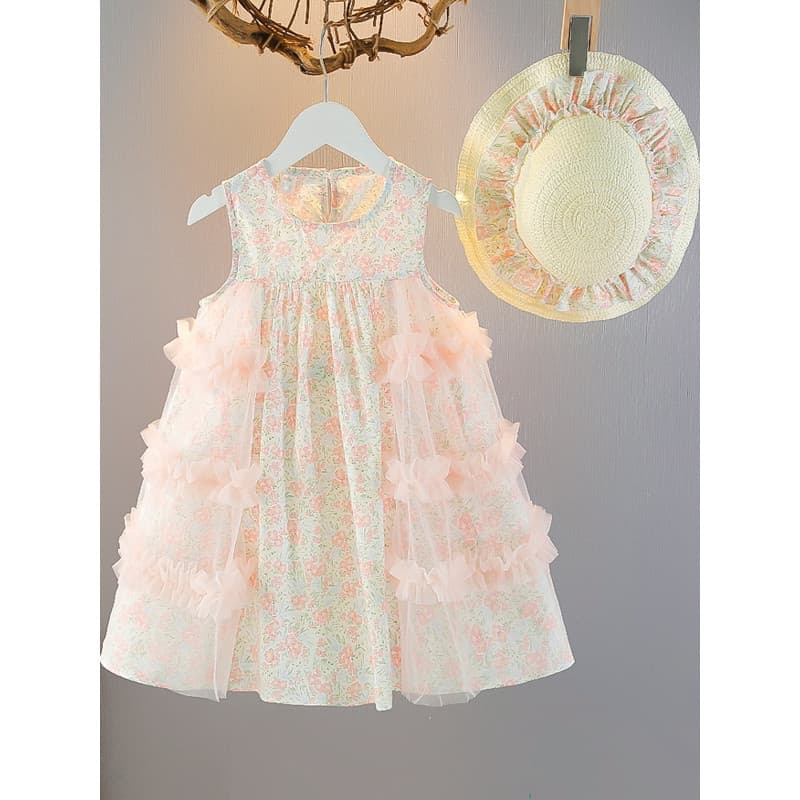 Meninas verão vestido Floral 2025 roupas de verão bebê moda colete vestido de praia versão coreana sem mangas vestido de