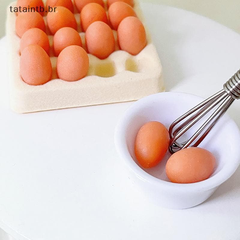 [Tatata] 1/4/17 Peças Ovo Com Bandeja Casa De Bonecas Brinquedo De Cozinha Acessórios Para Presente Brincar Simulação Em