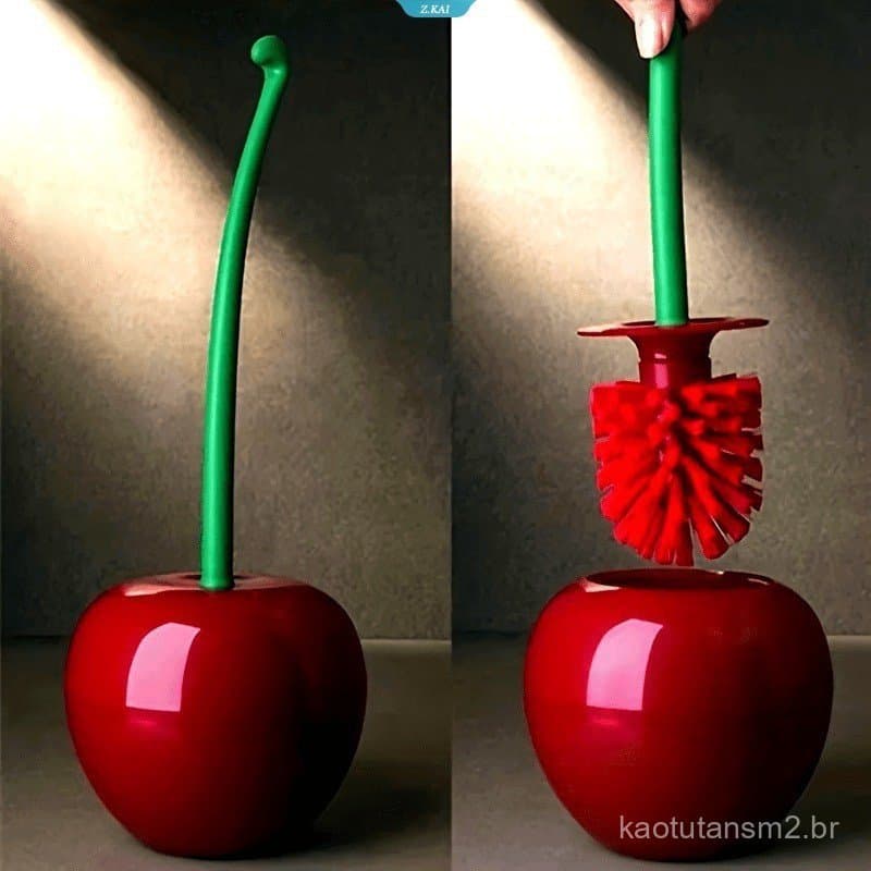 1 Conjunto de Escova Sanitária Criativa e Original com Suporte em Forma de Cereja