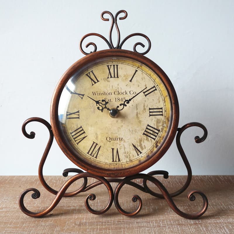 Recomendação quente estilo europeu ferro arte mudo criativo relógio de mesa Retro sala estar decoração relógio uma peça