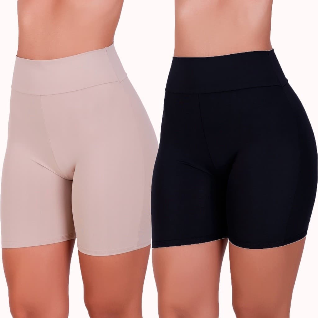 Kit 2 Short Anágua Modeladora Cintura Alta Segunda Pele Térmica