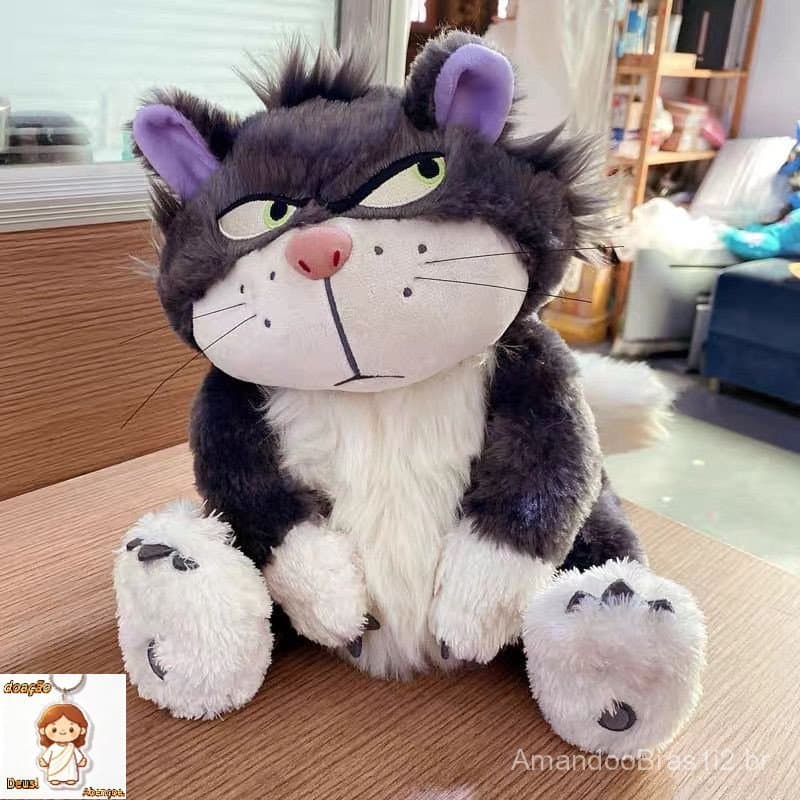 Boneca de Pelúcia Gato Lucifer Cinderela - Amigável e Ideal para Presente 30CM