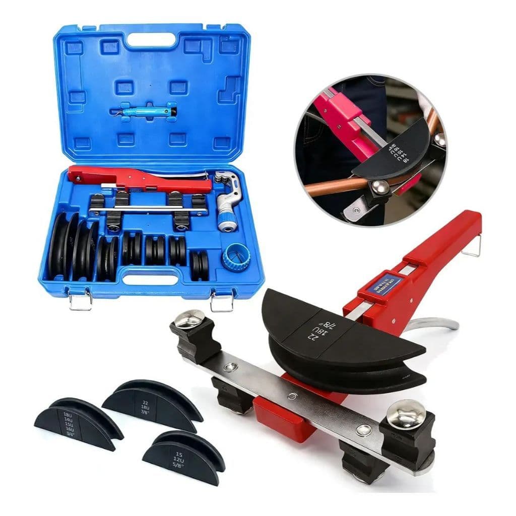 Kit Curvador de Tubos Cobre 1/4" a 7/8" com Rebarbador e Cortador - Ferramenta Profissional para Refrigeração