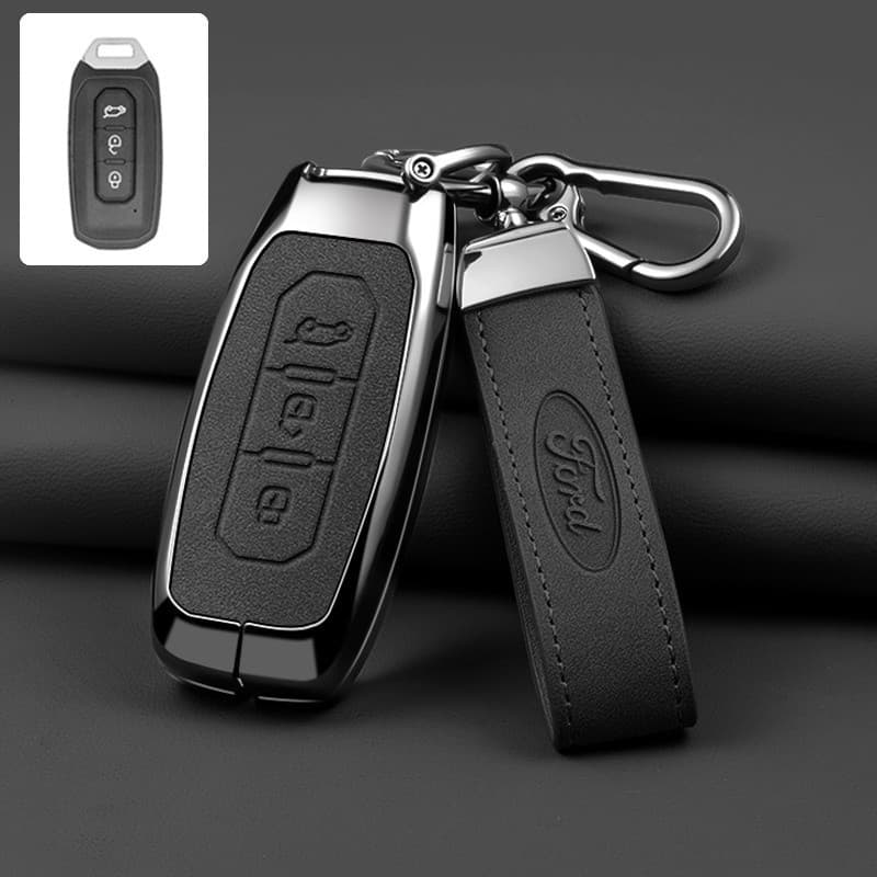Nova Capa de Metal e Couro 360 para Chave Remota de Carro Ford Territory 8869 8869