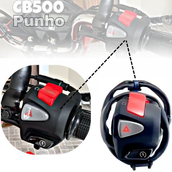 Punho De Partida Titan Fan Start 150/160 Modelo Cb500 Com Pisca Alerta Corta Corrente