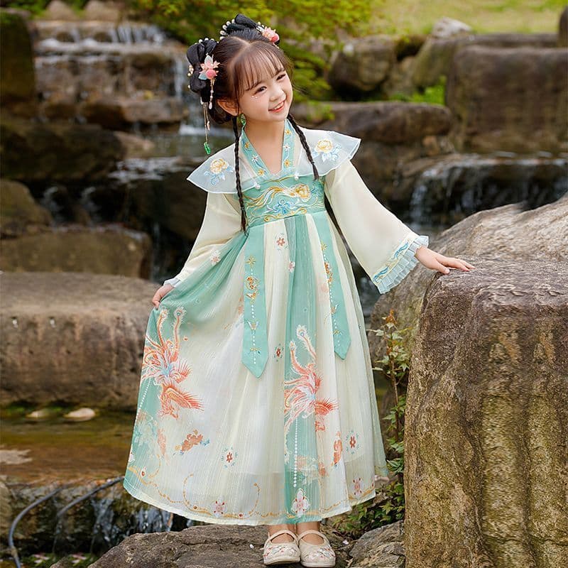 Hanfu meninas 2025 crianças primavera verão meninas roupas estilo chinês Super fada traje desempenho roupas meninas vest