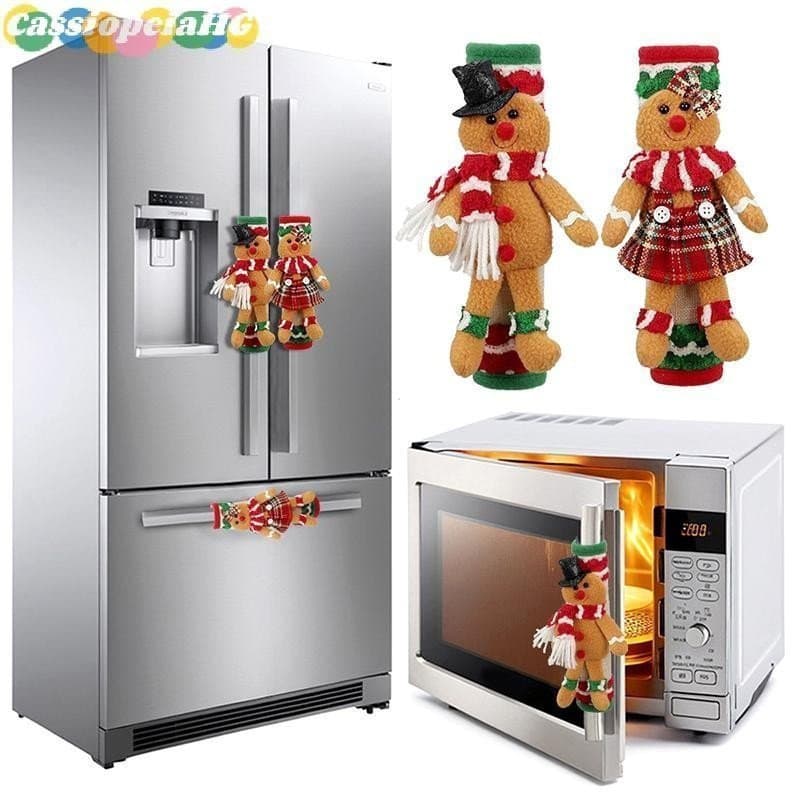 (Cassiopeiahg) 2 Peças de Capas Decorativas para Puxadores de Refrigerador de Natal, Capas Decorativas para Eletrodomést