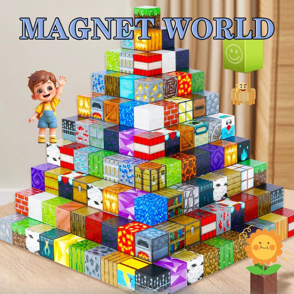 50 Peças/100/200 Bloco Magnético Ímã Mundo Blocos De Construção Magnéticos DIY Variedade Cubo Brinquedos Para 3 Anos De