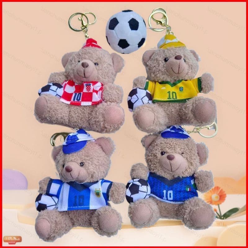 DC1 Bonito Futebol Teddy Bear Plushie Boneca De Pelúcia Bolsa Charme Chaveiro