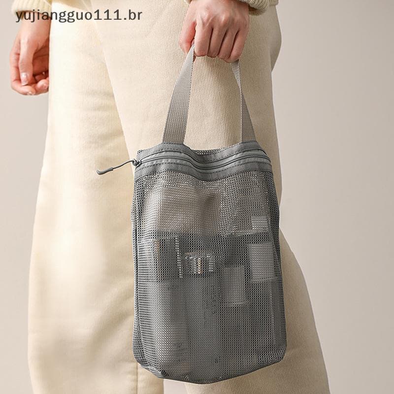 # Novo 23x26cm Bolsa De Higiene Portátil Com Alça Prática Armazenamento De Produtos Pessoal De Malha De Grande Capacidad