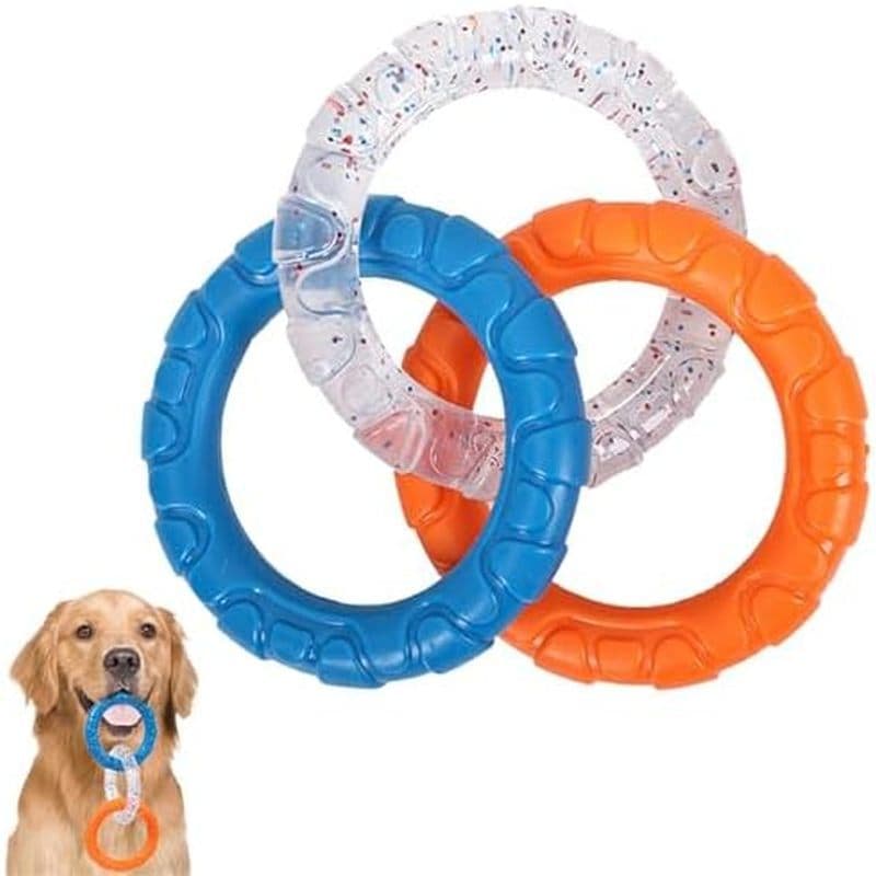 Brinquedo Interativo Para Cães Com 3 Anéis De Borracha ETIAL , De Puxar Indestrutível Treinamento E Limpeza De Dentes ,