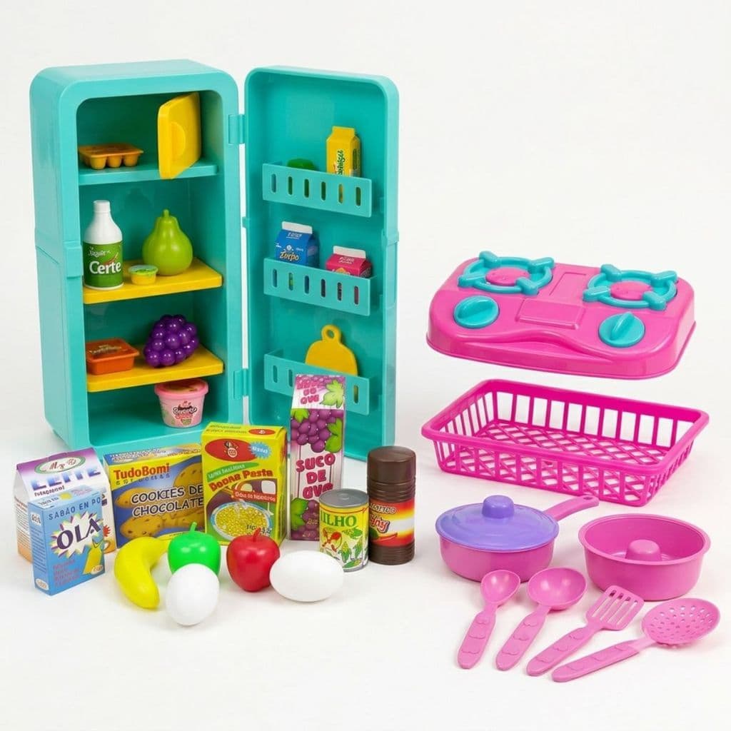 Conjunto de Brinquedos de Cozinha Kit Completo Presente pra Menina Faz de Conta