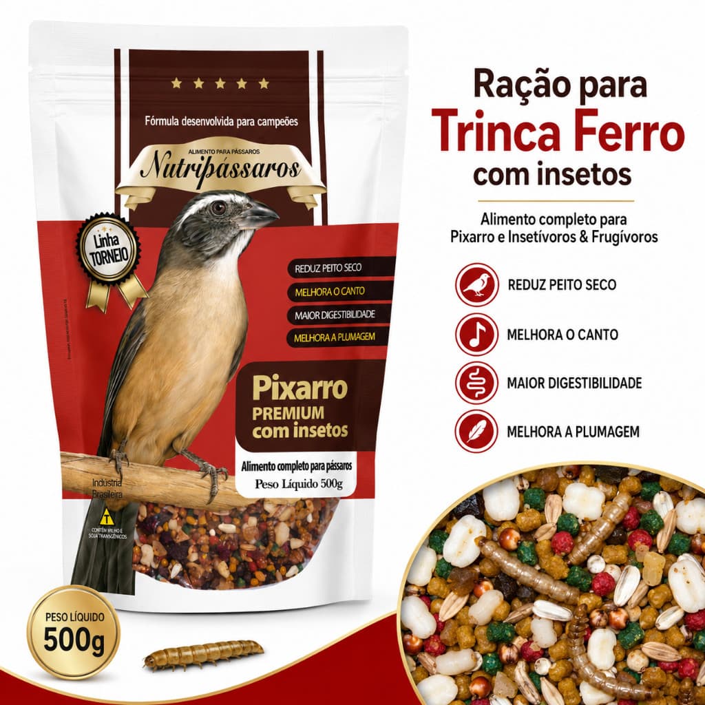 Ração para Trinca Ferro Com Insetos Nutripássaros 500g