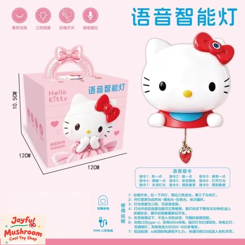Luminária Inteligente Hello Kitty com Controle por Voz, Criativa e de Alto Valor, Luz Noturna de Gatinho, Ornamento de M