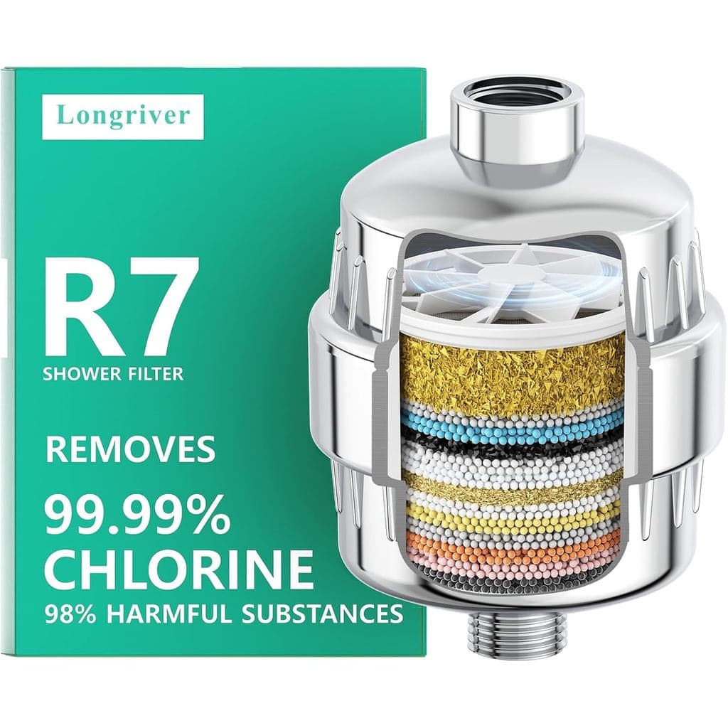 Filtro de Chuveiro R7 de Alta Pressão para Água Dura, Remove 99,99% do Cloro e Metais Pesados, Amaciador de Água para Ch