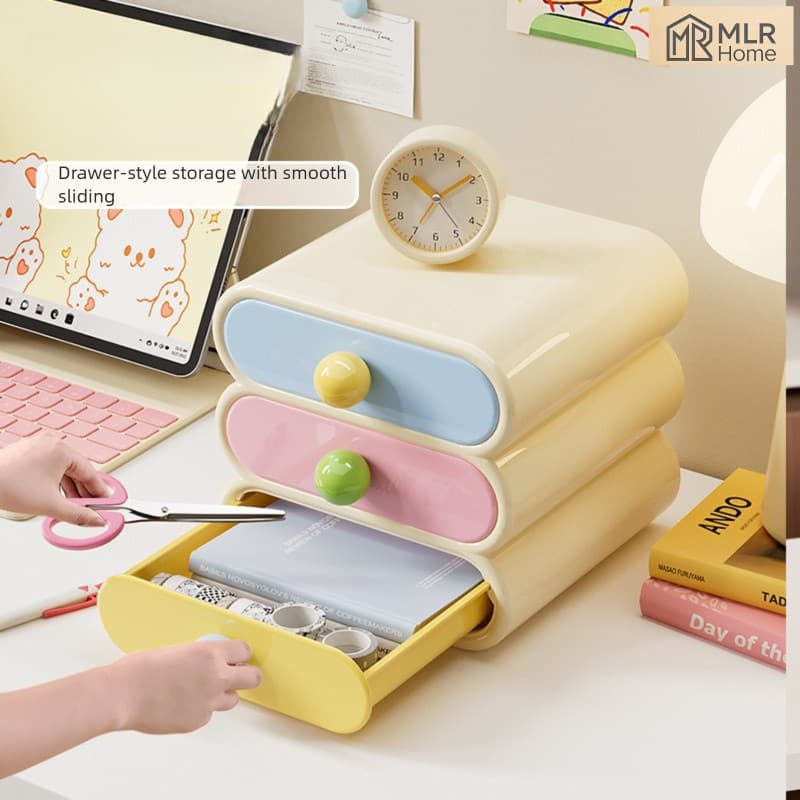 Gaveta de mesa Caixa de armazenamento de papelaria para estudantes, caixa de armazenamento de cosméticos/caixa organizad