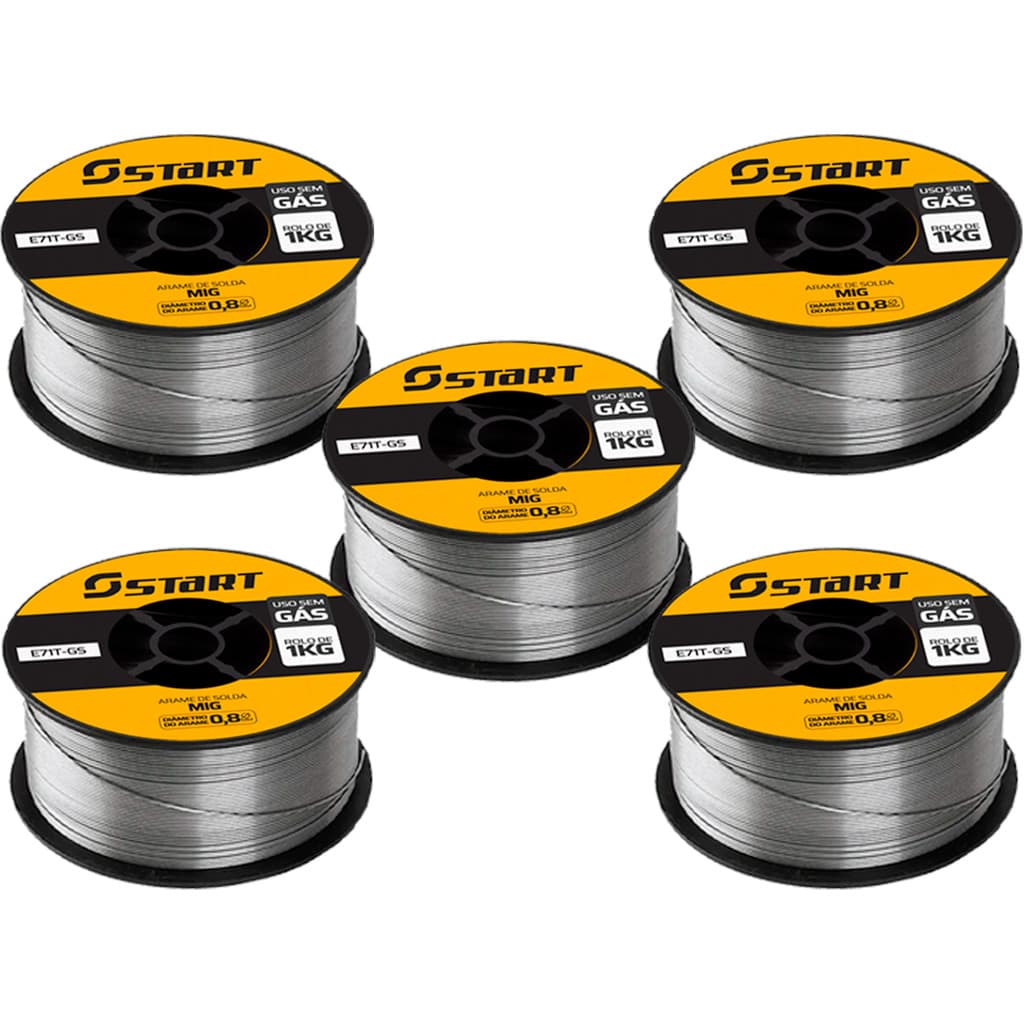 Arame Para Solda Mig Uso Sem Gás 0.8mm - Kit 5 Rolos De 1 Kg