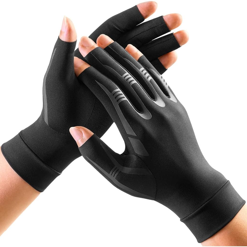 Luvas FREETOO para Artrite, para Mulheres e Homens, Luvas de Compressão sem Dedos com Aderência para Dormir e Trabalhar,