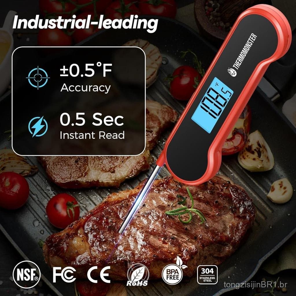 Termômetro Digital para Carne com Leitura Instantânea em 0,5 Segundos e Precisão de ±0,5 ℉   Termômetro de Precisão para